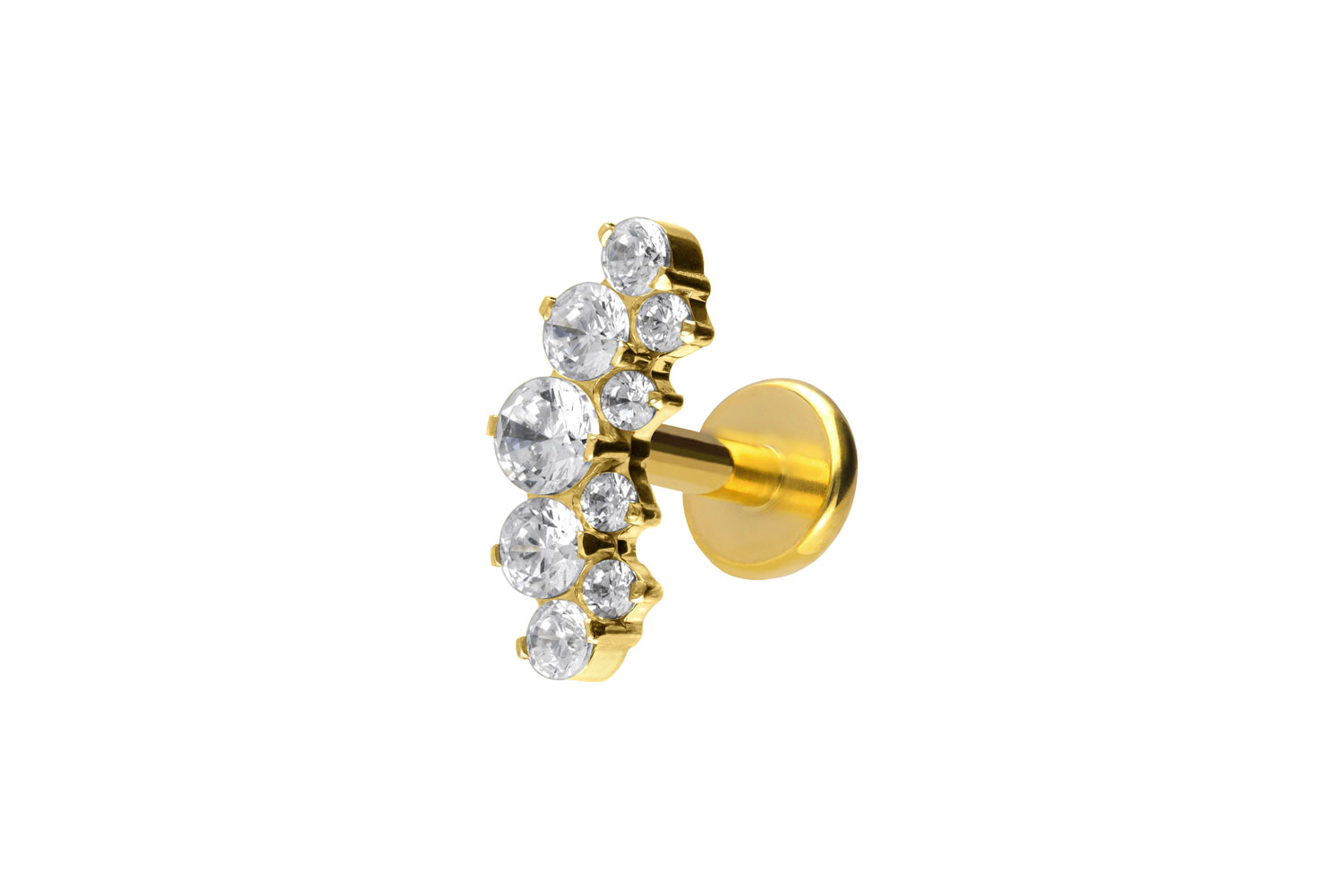 Titan Labret Piercing mit Push Fit KRISTALLBOGEN